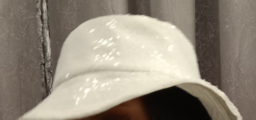 White Sequin Bucket Hat